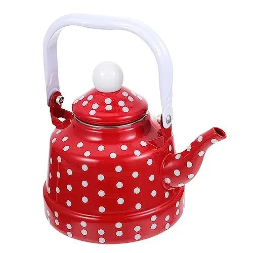 Produktbild: Mikinona Wasserkocher aus Emaille Wasserkessel kaffeekanne infused tea heizkessel tragbarer wassertopf Tee-Servierkanne tragbarer Herd Wassertopf aus Emaille für den Haushalt rot