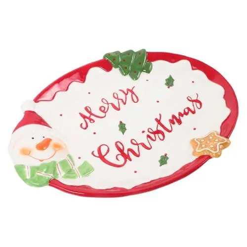 Produktbild: Mikinona Weihnachtsteller Aus Keramik Dekorativer Salatteller Sushi-sauce-gericht Weihnachtliche Vorspeisenteller Snackteller Urlaub Teller Saucenteller Weihnachtsgeschirr Töpferplatte