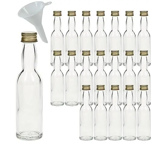 Produktbild: mikken 20 Mini Glasflaschen 40 ml mit Schraubverschluss inkl. Trichter