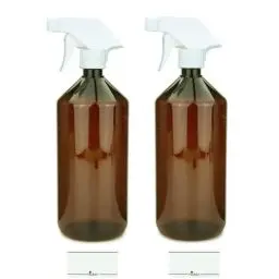 Produktbild: mikken 2 Sprühflaschen 1000 ml Kunststoff PET braun Wassersprüher, Sprayflasche für Reinigungsmittel, Pflanzen, etc