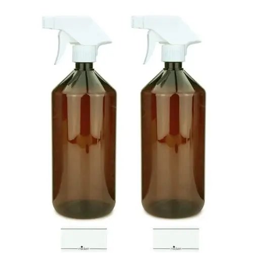 Produktbild: mikken 2 Sprühflaschen 1000 ml Kunststoff PET braun Wassersprüher, Sprayflasche für Reinigungsmittel, Pflanzen, etc