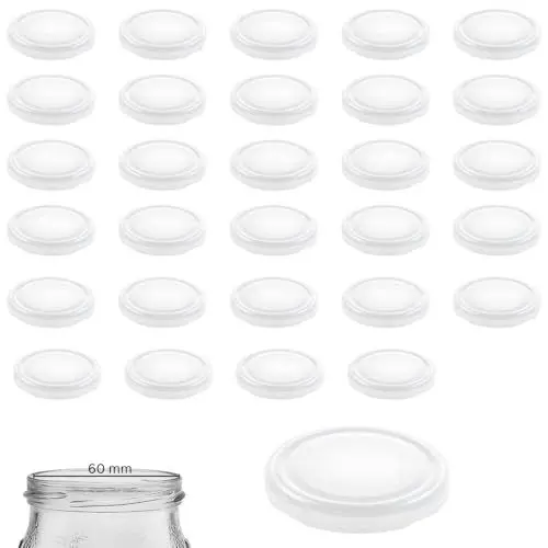 Produktbild: mikken 30 Deckel für Gläser TO 70/7,3 cm pasteurisierbar, Twist off Ersatzdeckel für Marmeladengläser, Einmachgläser Farbe weiss