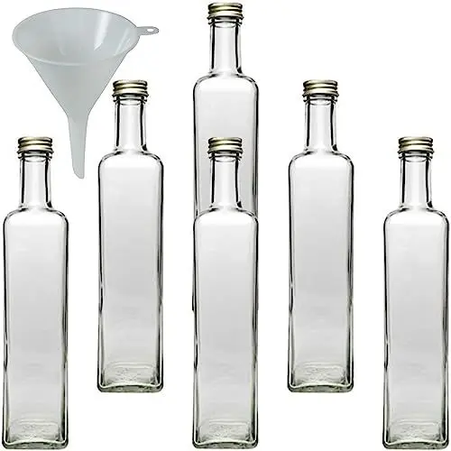 Produktbild: mikken 6 Glasflaschen mit Schraubverschluss 500 ml zum befüllen, inkl. einem Einfülltrichter