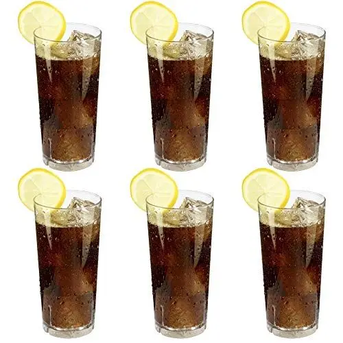 Produktbild: mikken 6 x bruchfestes Softdrinkglas 350 ml, Longdrinkglas, Saftglas, Wassergläser Set aus hochwertigem Kunststoff Gläser für Camping, Partys (wie echtes Glas)