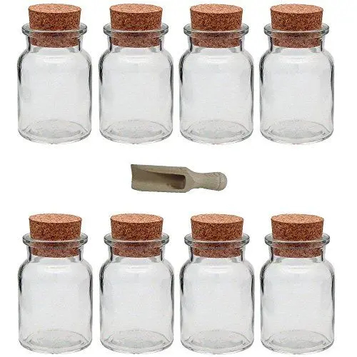 Produktbild: mikken 8 Gewürzgläser 150ml mit Korkverschluss inkl. einer kleinen Holzschaufel 7,5 cm