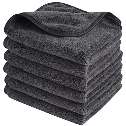 Produktbild: Mikrofaser Gesichtsreinigungstücher 30x30cm Make-Up Entferner Tuch - Waschbar und Wiederverwendbar Microfaser Abschminktücher Grau (6 Stück)