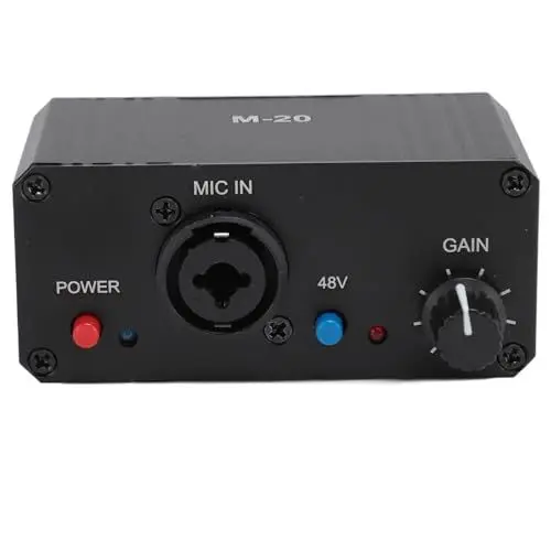 Produktbild: Mikrofonvorverstärker, Mikrofon Booster mit Hoher Verstärkung, Vorverstärker mit 48 V Phantomspeisung für Dynamische und Kondensatormikrofone, Mikrofonvorverstärker mit XLR