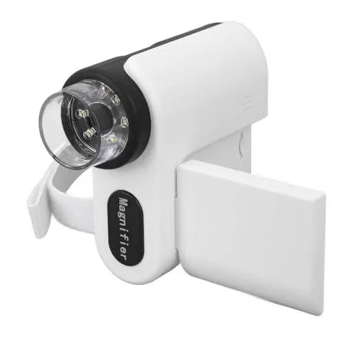 Produktbild: Mikroskop für Kinder, 1080P-Foto-Video, 1000-fache Vergrößerung, Digitale Handmikroskope mit Einstellbarem LED-Licht und 2-Zoll-LCD-Bildschirm, Tragbare Mikroskopkamera Im (White)