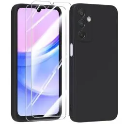 Produktbild: MIKULLE Hülle für Samsung Galaxy A15 4G / 5G HandyHülle + 2 Stück Schutzfolie, Schutzhülle Kompatibel mit Samsung Galaxy A15 Hülle dünn Weiche Silikon Case für Samsung Galaxy A15 (6.5