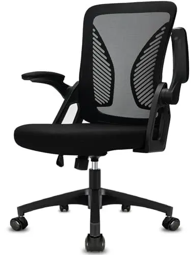 Produktbild: Milacyee Bürostuhl Ergonomisch, Schreibtischstuhl mit Netzbespannung, Arbeitsstuhl mit Armlehnen, Chefsessel aus Mesh, höhenverstellbarer Computerstuhl, Wippfunktion Schwarz