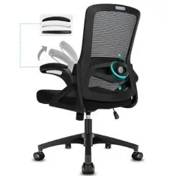 Produktbild: Milacyee Bürostuhl Ergonomischer, Schreibtischstuhl mit Klappbaren Armlehnen, Höhenverstellbarer Bürostuhl mit Verstellbarer Lendenwirbelstütze und leisen Rollen, Chefsessel Belastbarkeit 120kg