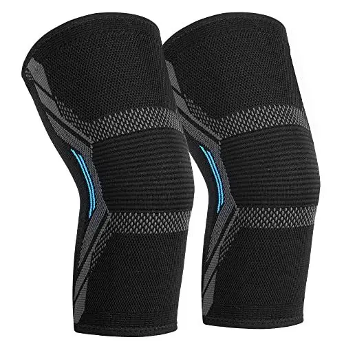 Produktbild: MILAIUN Kniebandage für Männer/Damen 2er set, Knee Support zur Linderung Arthrose, Kompression Kniestütze für Meniskus, Knieschiene für Meniskus, Sport, Laufen(XL, Schwarz Blau)