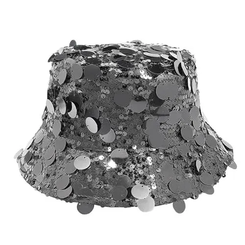 Produktbild: MILAKOO Black Double-Side Wear Bucket Har für Unisex Sparkle Gemetric Pailletten Hut Sun Visor Cap