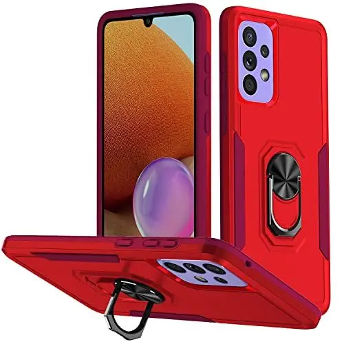 Produktbild: MilanNice Hülle für Samsung Galaxy A53 Handyhülle Stoßfest Kratzfest mit 360 Grad Ring Halter Standfunktion TPU Schutzhülle Protective Panzerhülle,Rot