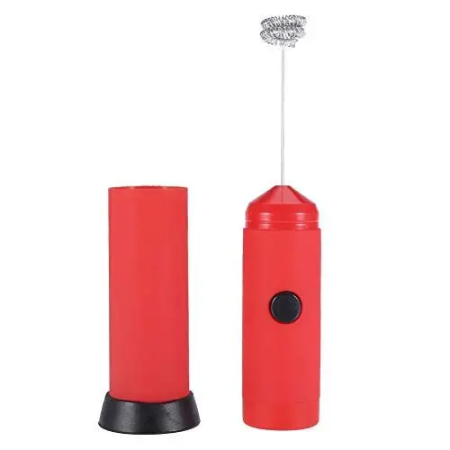 Produktbild: Milchaufschäumer Edelstahl, Milchaufschäumer Elektrisch Manuell Milk Frother Elektrischer Milchaufschäumer zur Herstellung von Kaffee Cappuccino Schaummilch, Rot