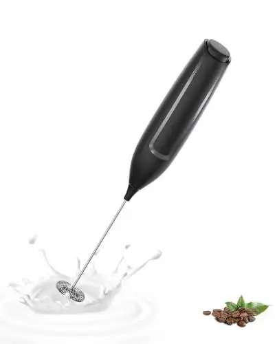 Produktbild: Milchaufschäumer Stab/Milchschäumer Elektrisch tragbarer mit Hoher Leistung Getränkemixer Kaffeebesen batteriebetriebener für Latte, Matcha-Tee, Cappuccino, Schwarz