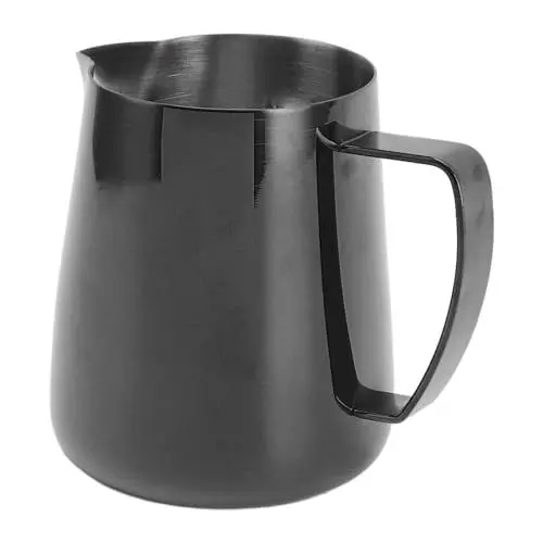Produktbild: Milchaufschäumkännchen aus Edelstahl 304, Großes Fassungsvermögen, Kaffeetasse, Vielseitig Einsetzbar, Rostfrei, für Zuhause und Restaurant (Schwarz 400 ml)