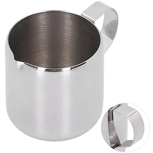 Produktbild: Milchaufschäumkännchen aus Metall, 60 Ml Milchkännchen aus Edelstahl 304 mit Latte-Dekorationsstift, Barista-Zubehör aus Metall für Cappuccino, Latte und Espresso,