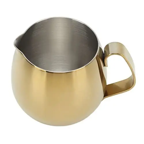 Produktbild: Milchaufschäumkrug, Dampfgarer aus Metall, Becher, Milchkännchen, Espresso-Dampfkrüge, Edelstahl, für Milch, Kaffee, Cappuccino, Latte Art, Milchkännchen, golden (300ml)