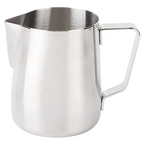 Produktbild: Milchaufschäumkrug aus Edelstahl, Kaffee-Latte-Art-Krug mit ergonomischem Griff, professionelle Espresso-Cappuccino-Maschine in Barista-Qualität für das Café zu Hause, Silber, 350 (350 ml)