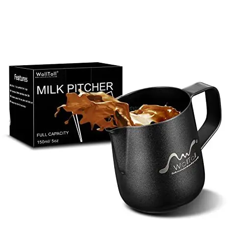 Produktbild: Milchkännchen 150ml (5 oz) Milchaufschäumer Krug Edelstahl Milchkännchen Antihaft Teflon Milchaufschäumkrug Milchkännchen für Kaffeemaschine Metall