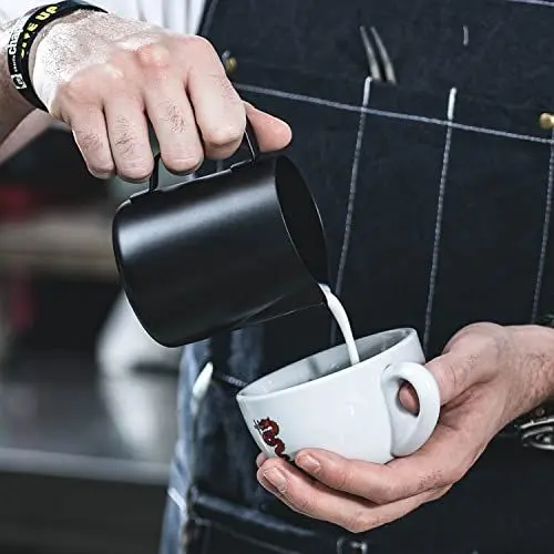 Produktbild: Milchkännchen, Milchschaumkrug, Edelstahlkännchen Antihaft-Teflonschaumkrug 350 ml, Sahne-Milchkaffee Cappuccino Latte Art, mattes Finish