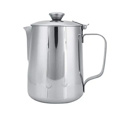 Produktbild: Milchkännchen mit Deckel, 600ml Milchaufschäumkrug Edelstahl Kaffeekännchen Kännchen für Kaffee Sahnekännchen Teekanne mit Deckel für Milch Tee Kaffee Cappuccino