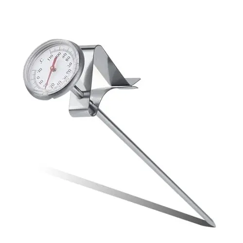 Produktbild: Milchthermometer zum Aufschäumen von Milch mit 193 mm Edelstahl Milch- und Kaffeetemperaturthermometer zum Aufschäumen von Milchsonde und Clip Barista Coffee Espresso Tragbar