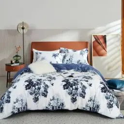 Produktbild: MILDLY Bettwäsche 135x200 4 Teilig Baumwolle Satin, 100% Langstapelige Baumwolle Pflanzenmuster Kühlende Bettwäsche-Sets, ÖkoTex Zertifiziert & für Allergiker Geeignet, Elai