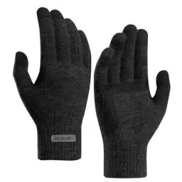 Produktbild: Milduall Strickhandschuhe Touchscreen, Fingerhandschuhe Winterhandschuhe Handschuhe Fäustlinge | Rutschfest und Verdickt | Ideal für Damen Herren Radfahren Outdoor, Hellschwarz