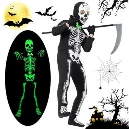 Produktbild: MILIAFLICK Skelett Kostüm Kinder Jungen Halloween Kostüm Skelett Kinder Halloween Kostüm Junge Halloween Kostüm Kinder Skelett Halloween Skelettkostüm Kinder Skelett Kostüm für 11-12 Jahre