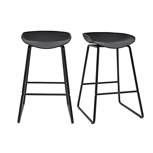 Produktbild: Miliboo Design-Barhocker Schwarz mit Metallbeinen (2 STK.) Pebble