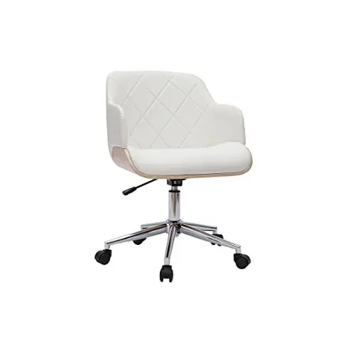 Produktbild: Miliboo Design-Bürostuhl in Weiß mit hellem Holz Sandro