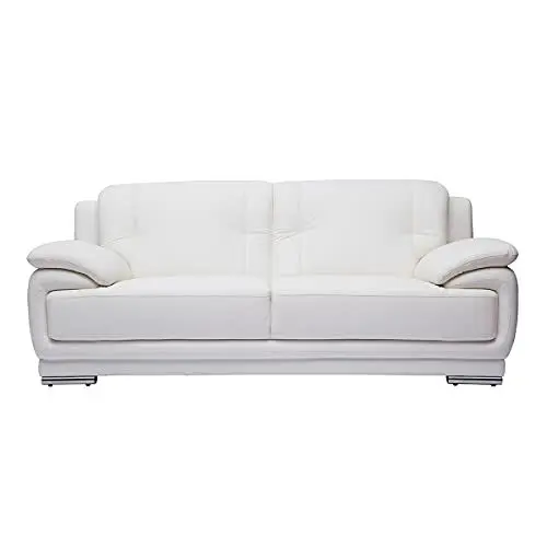Produktbild: Miliboo Design- Ledersofa weiß DREI Plätze Büffelleder Tamara