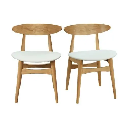 Produktbild: Miliboo Stühle skandinavisch helles Holz Weiß (2er-Set) Walford