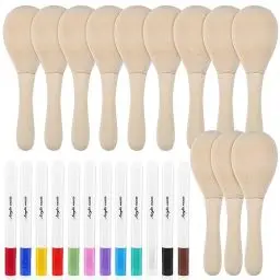 Produktbild: MILISTEN 12 Stück Unvollendete Holz-Maracas Mit Farbstiften Diy-Mini-Holz-Maracas-Rohling Eierstreuer Rassel Orff-Handpercussion-Musikinstrument Für Halloween-Weihnachtsparty-Dekoration