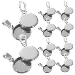 Produktbild: Milisten 20Pcs Anhänger Tabletts Kit Runde Lünette Rohlinge Tabletts Anhänger Cabochon Einstellungen für DIY Handwerk Foto Schmuck Machen Silber 18Mm