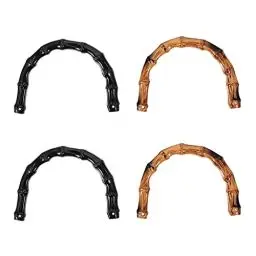 Produktbild: Milisten Handtaschengriff, künstlicher Bambus, Handtaschengriff, für Frauen, Handtaschen, Geldbörsen, Ersatzrahmen, Schwarze Bambusfarben, 4 Stück