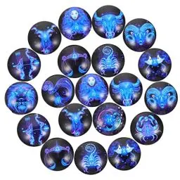 Produktbild: Milisten Runde Glasvase, 100 Stück, Sternbild-Glas-Cabochons, 12 mm, Glaskuppel, Cabochons, Sternzeichen, flache Glas-Cabochons für Foto-Anhänger, Handwerk, Schmuckherstellung, Glas-Charms