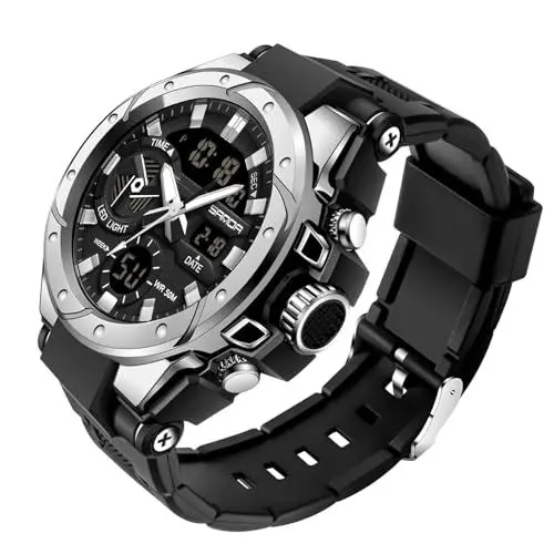 Produktbild: Militär Uhr Digital Armbanduhr Herren Digitaluhr Herrenuhren Chronograph Herren Stoppuhr Sport Uhren Groß Military Watch Outdoor Tactical Watch 5 ATM Wasserdicht Sportuhr Männer Jungen Schwarz Grün