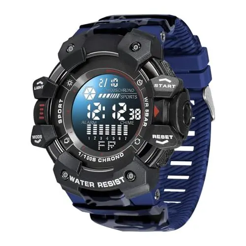 Produktbild: Militär Uhr Digital Herren Armbanduhr Digitaluhr Military Watch Tactical Herrenuhr Outdoor Stoppuhr Sport Chronograph Herren Wecker Vibration 5 ATM Wasserdicht Jungen Sportuhr Männer Schwarz Grün