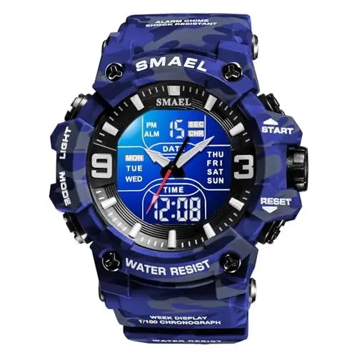 Produktbild: Militär Uhr Digitaluhr Herren Digital Armbanduhr 5 ATM Wasserdicht Military Watch Tactical Herrenuhr Schwarz Grün Jungen Sportuhr Männer Outdoor Chronograph Herren Stoppuhr Sport Wecker Vibration