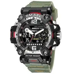 Produktbild: Militär Uhr Herren Armbanduhr Camouflage Digitaluhr 5 ATM Wasserdicht Military Watch Tactical Outdoor Digital Herrenuhr Schwarz Grün Jungen Sportuhr Männer Chronograph Herren Stoppuhr Sport Wecker