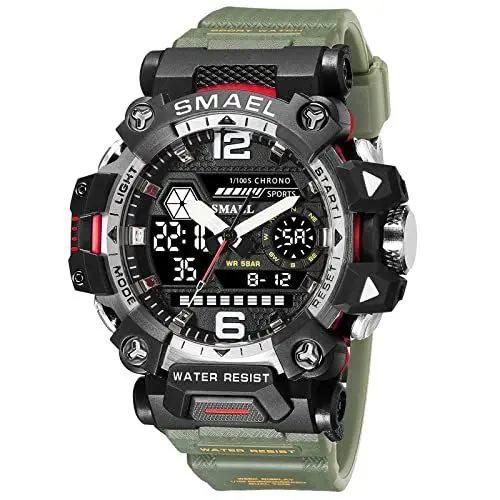 Produktbild: Militär Uhr Herren Armbanduhr Camouflage Digitaluhr 5 ATM Wasserdicht Military Watch Tactical Outdoor Digital Herrenuhr Schwarz Grün Jungen Sportuhr Männer Chronograph Herren Stoppuhr Sport Wecker