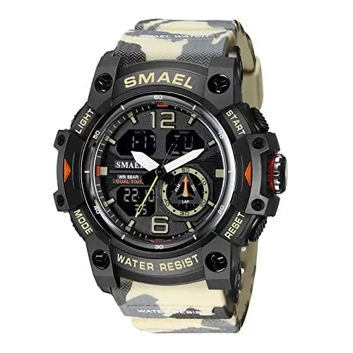 Produktbild: Militär Uhr Herren Digital Armbanduhr Digitaluhr Herrenuhren Tactical Watch Military Stoppuhr Sport Outdoor Chronograph Herren Wecker Vibration Jungen Sportuhr Männer 5 ATM Wasserdicht Schwarz Grün