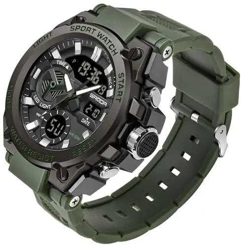 Produktbild: Militär Uhr Herren Digital Armbanduhr Military Watch Outdoor Tactical Watch Groß 5 ATM Wasserdicht Digitaluhr Herrenuhren Stoppuhr Sport Uhren Sportuhr Männer Jungen Chronograph Herren Schwarz Grün