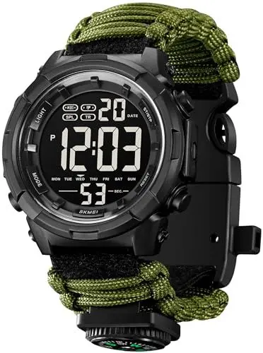 Produktbild: Militär Uhr Herren Sport Armbanduhr Herren Digital 5ATM Wasserdicht Outdoor Uhr Sportuhr Digital Uhr Armband Männer Military Watch Camouflage LED Chronograph 12/24 Stunden Coutdown Taktische Uhren