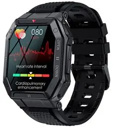 Produktbild: Militär Uhr Smartwatch Herren Armbanduhr mit Telefonfunktion 1,85 Zoll IP68 Wasserdicht Sportuhren Outdoor Tactical Watch Military Smartwatches Schwarz Fitnessuhr mit Blutdruckmessung Schrittzähler