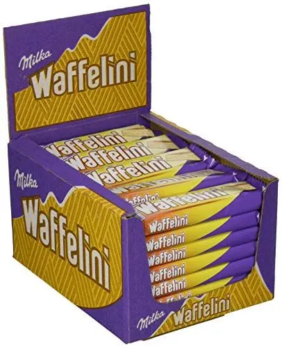 Produktbild: Milka Waffelini - Waffelriegel mit einer Crèmefüllung überzogen mit Alpenmilch Schokolade - Thekendisplay - 35 Riegel à 31g