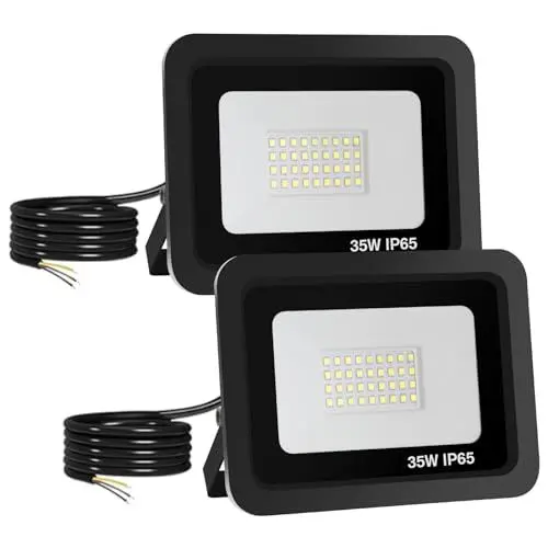 Produktbild: Mille Lucciole 2 Stück 35W LED Strahler Außen,3500LM Superhell Außenstrahler IP65 Wasserdicht Fluter 6500K Kaltweiß Scheinwerfer,LED Strahler für Hinterhof,Garage,Garten,Keine Bewegungsmelder<strong>Schwarz:</strong> 